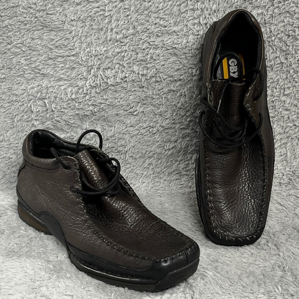 GBX Chukka Boots Mens 11 Brown Leather Lace Up Square Toe Rugged Casual